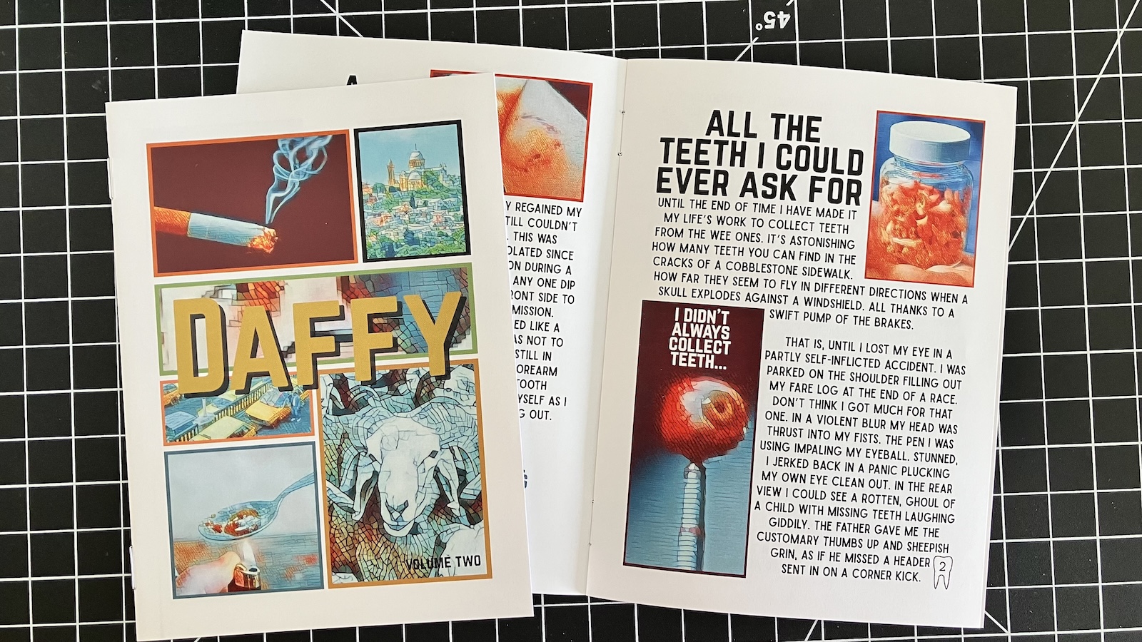 cover and first two pages of the dinner book club zine